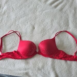 Victoria's Secret Vibrant Red Bra with Sparkling Details